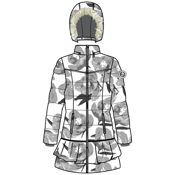 Пальто зимнее Huppa Whitney, р.134, белый с принтом (12460030-11520-134) - Pampik