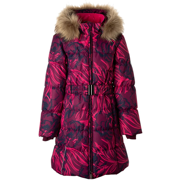 Пальто зимове Huppa Yacaranda, р.122, бордовий з принтом (12030030-44534-122) - Pampik