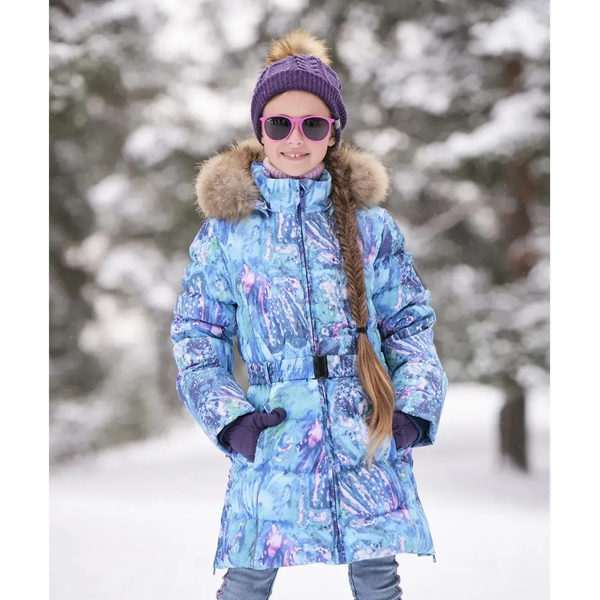 Пальто-пуховик Huppa Yasmine, р.146, блакитний з принтом (12020055-11436-146) - Pampik - 2