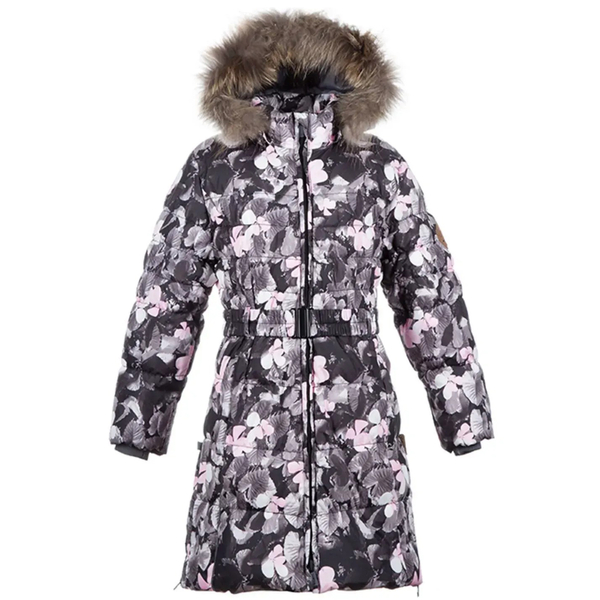 Пальто-пуховик Huppa Yasmine, р.122, черно-белый с принтом (12020055-81020-122) - Pampik