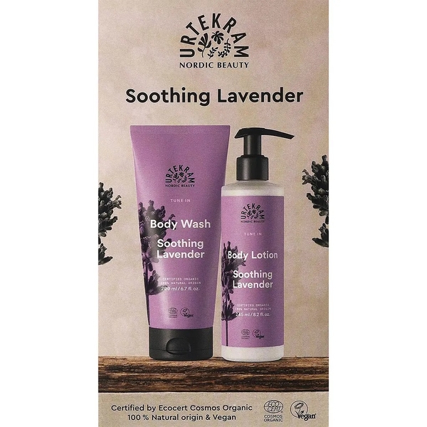 Подарочный набор Urtekram Успокаивающая лаванда: гель для душа 200 мл + лосьон для тела 245 мл - Pampik