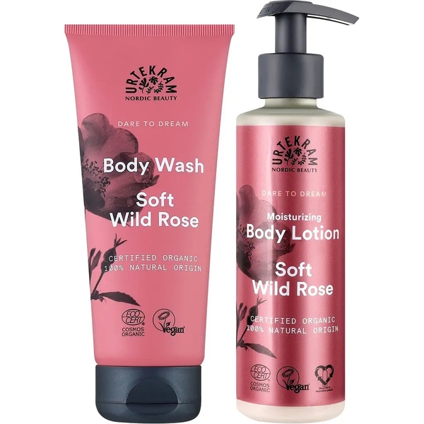 Подарочный набор Urtekram Мягкая дикая роза: гель для душа 200 мл + лосьон для тела 245 мл - Pampik - 2
