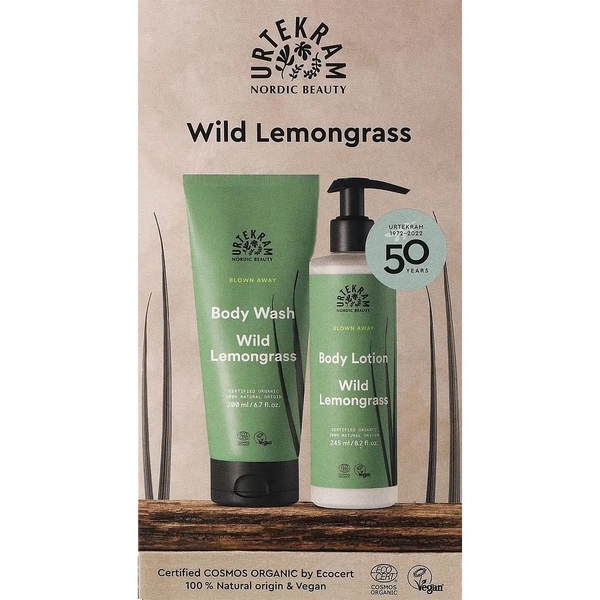 Подарочный набор Urtekram Дикий лемонграс: гель для душа, 200 мл + лосьон для тела, 245 мл - Pampik