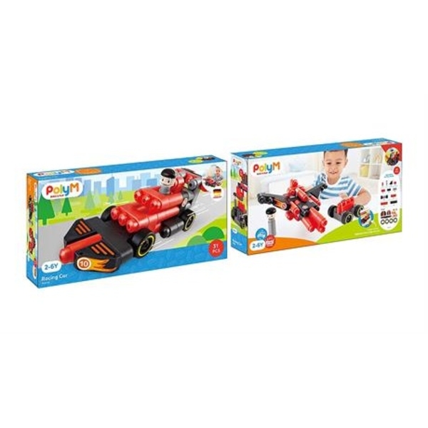 Конструктор PolyM Гоночный автомобиль, 31 деталь (760020) - Pampik