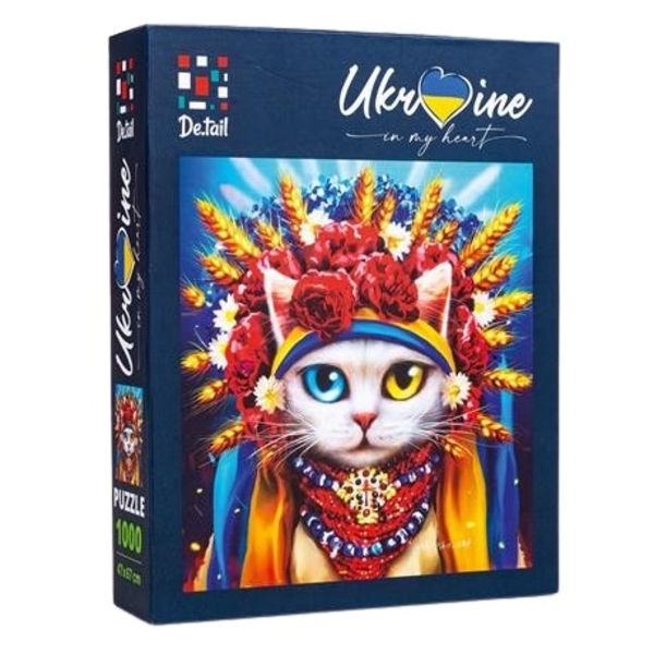 Пазл De.tail Біла кішка у вінку, 1000 елементів (DT1000-06) - Pampik