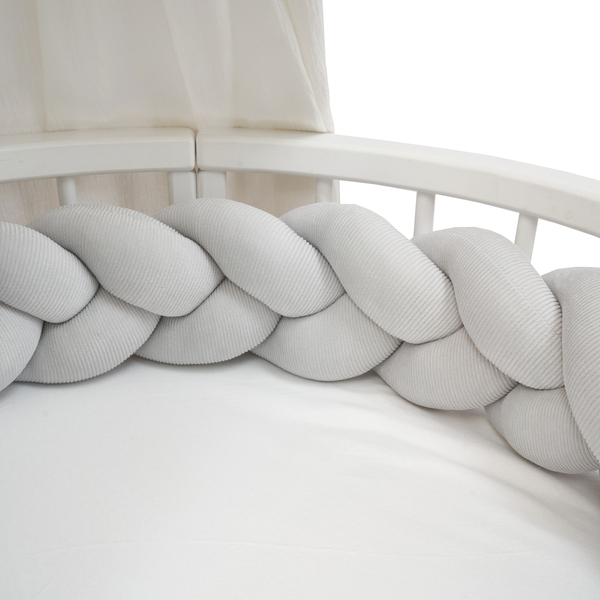 Бампер-косичка Twins Ego 3-прядна, велюр, 120 см, сірий (2020-K3-120E-10) - Pampik - 5