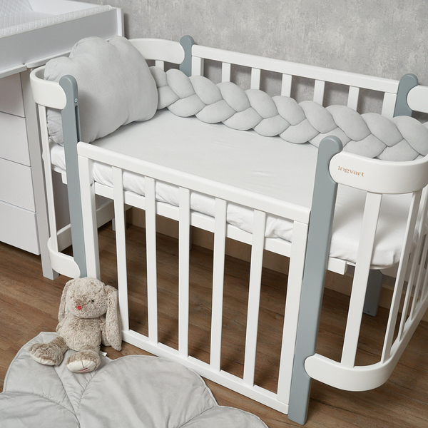 Бампер-косичка Twins Ego 3-прядна, велюр, 120 см, сірий (2020-K3-120E-10) - Pampik - 2