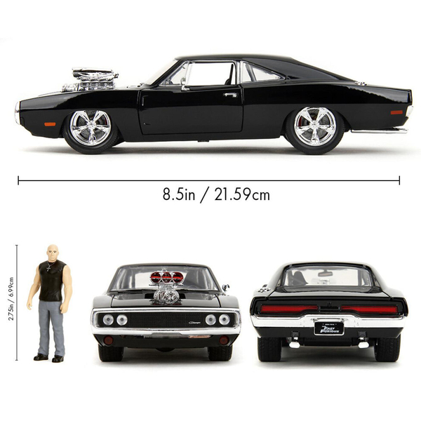 Машина металлическая Jada Форсаж Додж Чарджер (1970) с фигуркой Доменика Торетто, 1:24, черный (9335907314R00) - Pampik - 4