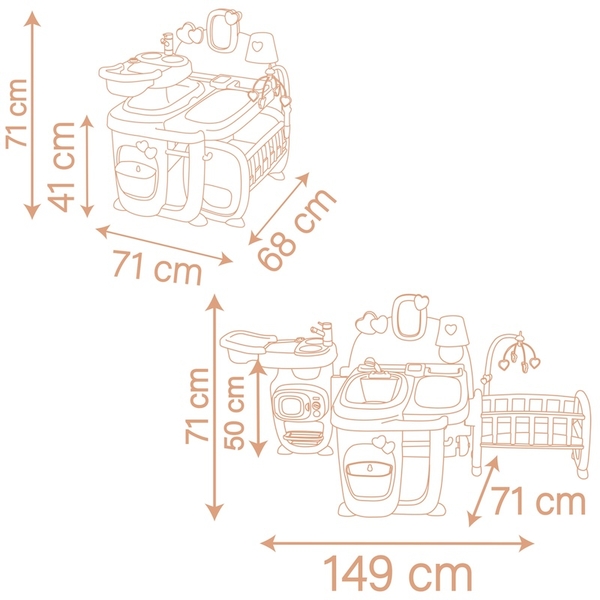 Великий ігровий центр Smoby Baby Nurse. Терракотова пудра. Кімната малюка, 3 зони (7600220394) - Pampik - 4