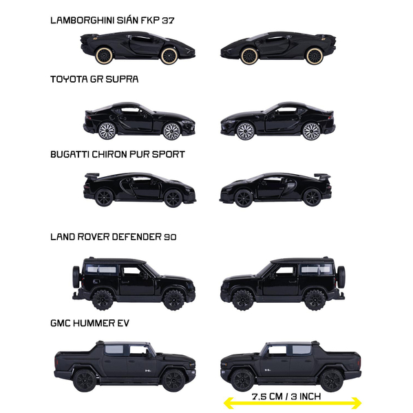 Набор металлических машинок Majorette Блек Эдишин Премиум, 7.5 см, 5 шт. (8502005000) - Pampik - 3