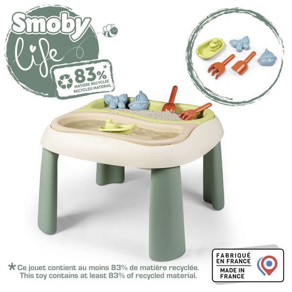 Игровой стол Smoby Life 2 в 1 для игры с песком и водой, с набором для песка, 18+ мес. (7600840111) - Pampik - 3