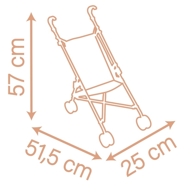 Коляска-тростинка для ляльок Smoby Baby Nurse. Терракотова пудра, 51х25х57 см (7600220408) - Pampik - 4