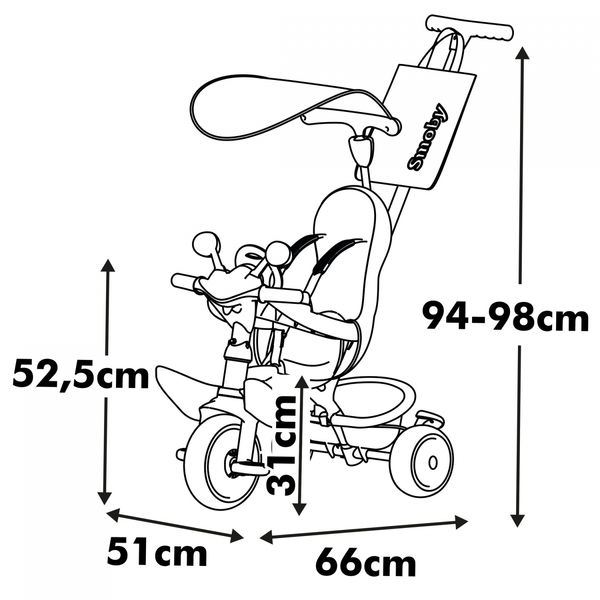 Детский велосипед с козырьком Smoby Baby Driver Розовая жемчужина, 10+ мес., розовый (7600741504) - Pampik - 4