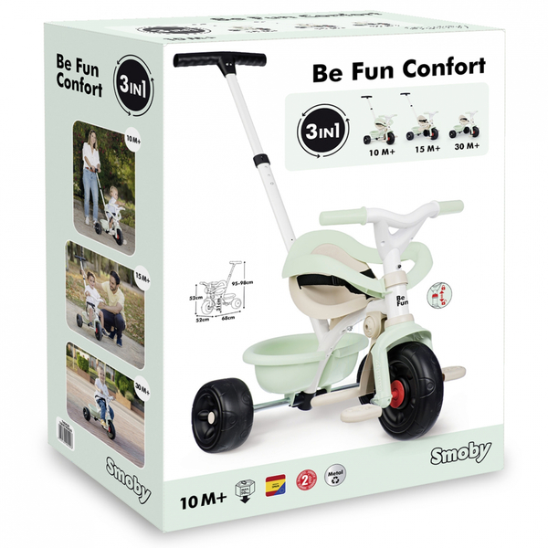 Трехколесный велосипед 3в1 Smoby Be Fun Komfort, 10+ мес., мятный (7600740420) - Pampik - 7