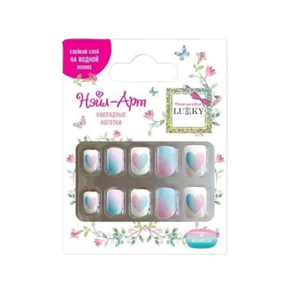 Дитячий набір для манікюру Lukky Накладні багаторазові нігті Aquarelle, 10 шт. (T19425) - Pampik