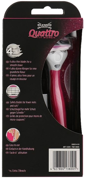 Бритва Wilkinson Sword Quattro For Woman, 1+1 шт. - Pampik - 2