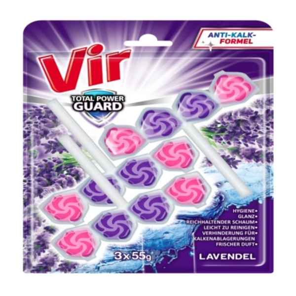 Блок для унітазу Vir Total Power Guard Лаванда, 3 шт. по 55 г - Pampik