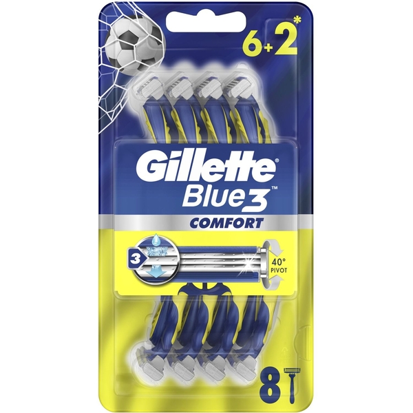 Одноразовые мужские станки для бритья Gillette Blue3 Comfort, 8 шт - Pampik