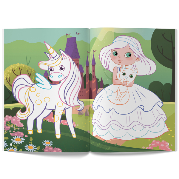 Перші розмальовки з кольоровим контуром і наліпками. Принцеси (F00023902) - Pampik - 2