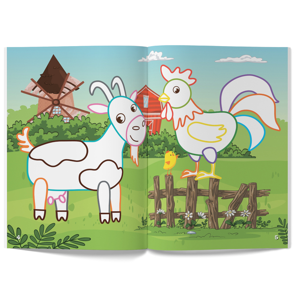 Перші розмальовки з кольоровим контуром і наліпками. Ферма (F00023855) - Pampik - 4