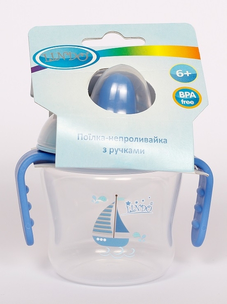 Поїльник-непроливайка Lindo, з м'яким носиком, 6+ міс., 150 мл, синій (LI 710 син) - Pampik - 2
