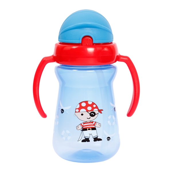 Поильник-непроливайка Lindo с силиконовой трубочкой, 6+ мес., 180 мл, синий (LI 733 син) - Pampik