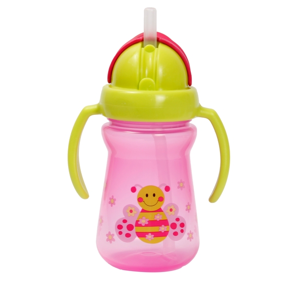 Поїльник-непроливайка Lindo з силіконовою трубочкою, 6+ міс., 180 мл, рожевий (Li 733 роз) - Pampik - 2