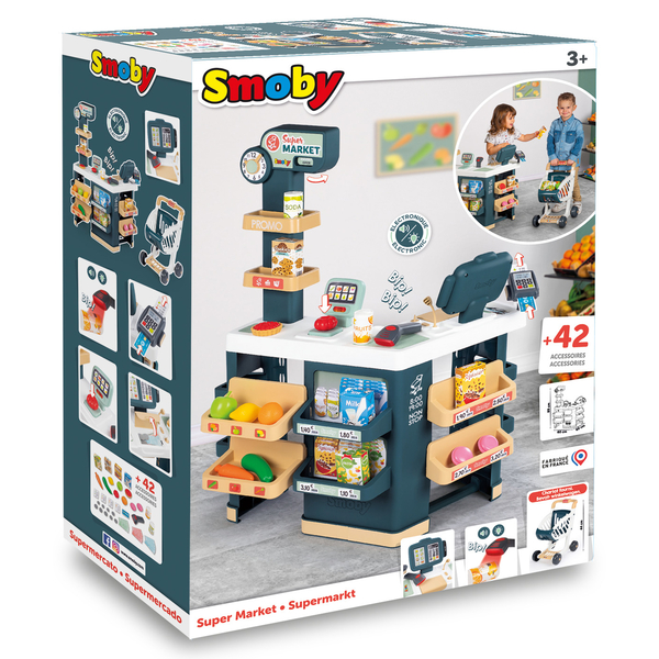 Інтерактивний супермаркет Smoby з візком, звуком та світлом, 42 аксесуари (350239) - Pampik - 7