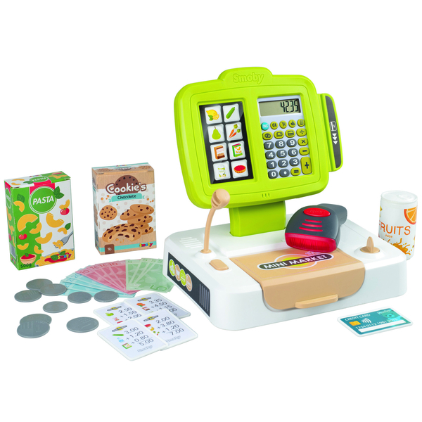 Ігровий набір Smoby Електронна каса зі сканером, звуком, світлом та аксесуарами (350113) - Pampik
