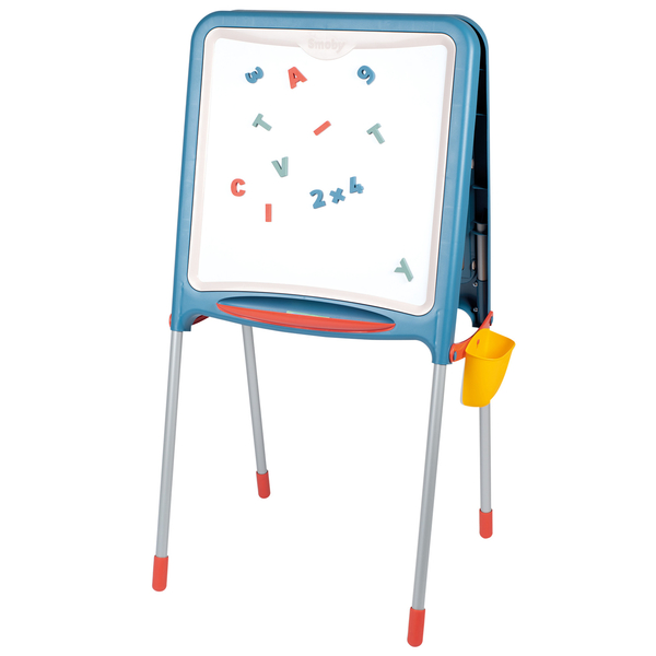 Двухсторонний мольберт Smoby Буквы и цифры на металлических ножках, синий (410308) - Pampik
