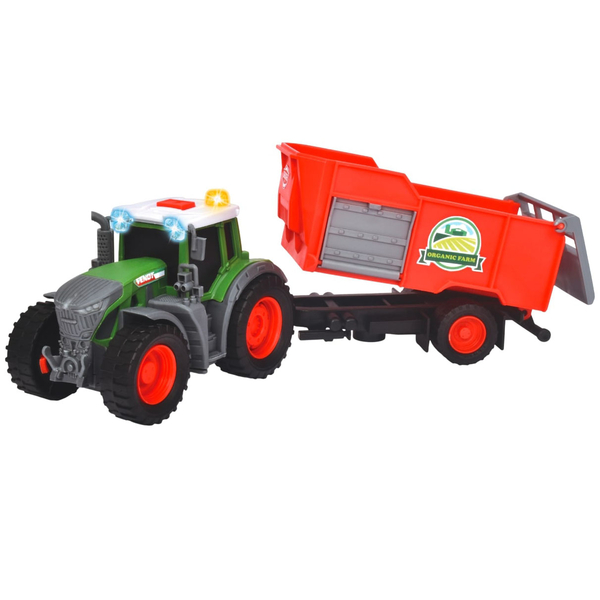 Трактор Dickie Toys Фендт з причепом, звуком та світлом, 26 см, червоний (3734001) - Pampik