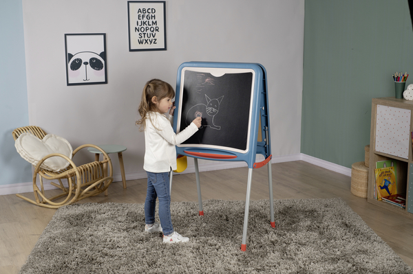 Двухсторонний мольберт Smoby Буквы и цифры на металлических ножках, синий (410308) - Pampik - 5