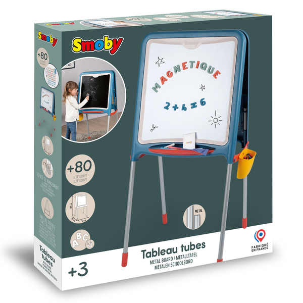 Двухсторонний мольберт Smoby Буквы и цифры на металлических ножках, синий (410308) - Pampik - 11