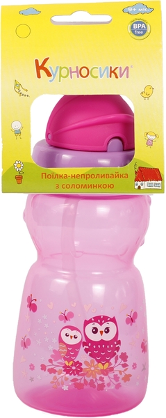 Поїльник-непроливайка Курносики, із силіконовою трубочкою, від 9 міс., 300 мл, фіолетовий (7023 фіо) - Pampik - 2