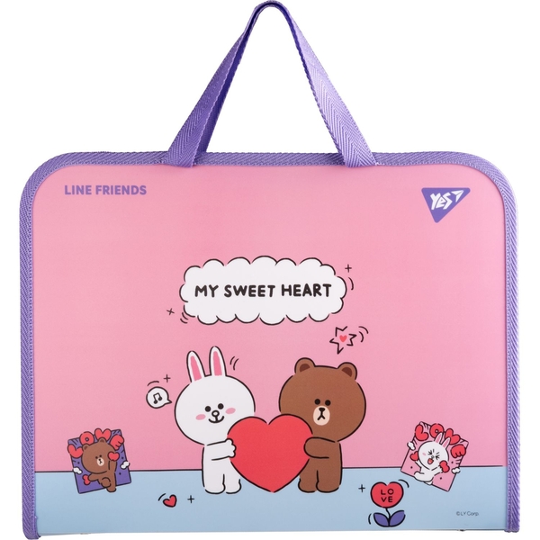 Папка-портфель Yes Line Friends Choco and Cony FC, на молнии (492239) - Pampik