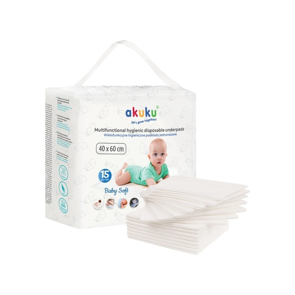 Пеленки гигиенические Akuku Baby Soft, 40x60 см, 15 шт. - Pampik