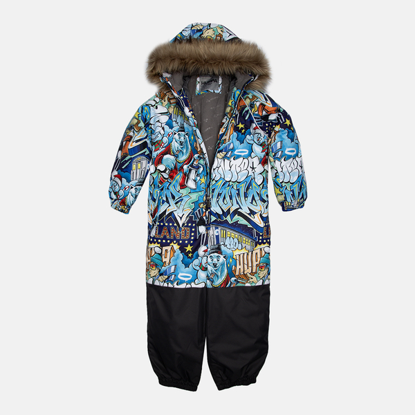Дитячий зимовий комбінезон Huppa Wille, р.116, різнокольоровий з принтом/темно-синій (36430030-42499-116) - Pampik - 4