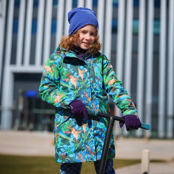 Пальто демісезонне Huppa Suule 1, р.128, зелений з принтом (12690104-44097-128) - Pampik - 4