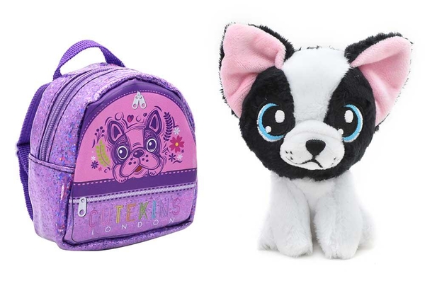 М'яка іграшка Funville Cutekins Домашні улюбленці в сумочках Бульдог, 10 см (FV35061-4) - Pampik