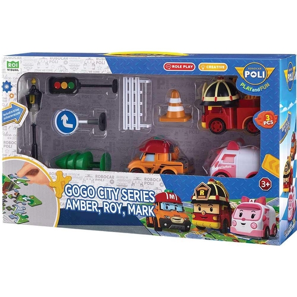 Ігровий набір Robocar Poli GoGo Міська серія: Ембер, Рой, Марк (ZR-913) - Pampik