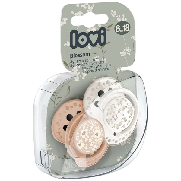 Пустушка силіконова динамічна Lovi Blossom, 6-18 міс., 2 шт., бежевий/білий (22/923girl) - Pampik