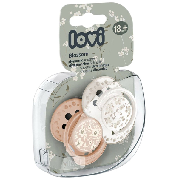 Пустушка силіконова динамічна Lovi Blossom, 18+ міс., 2 шт., бежевий/білий (22/924girl) - Pampik