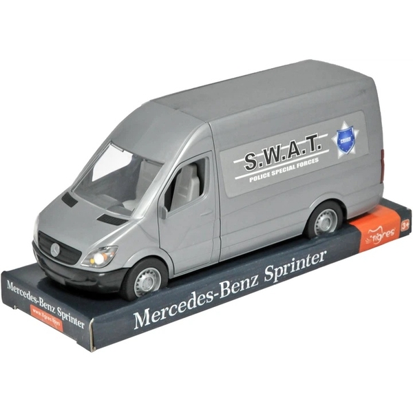 Автомобиль Tigres Mercedes-Benz Sprinter Грузовой, на планшете, серый (39703) - Pampik
