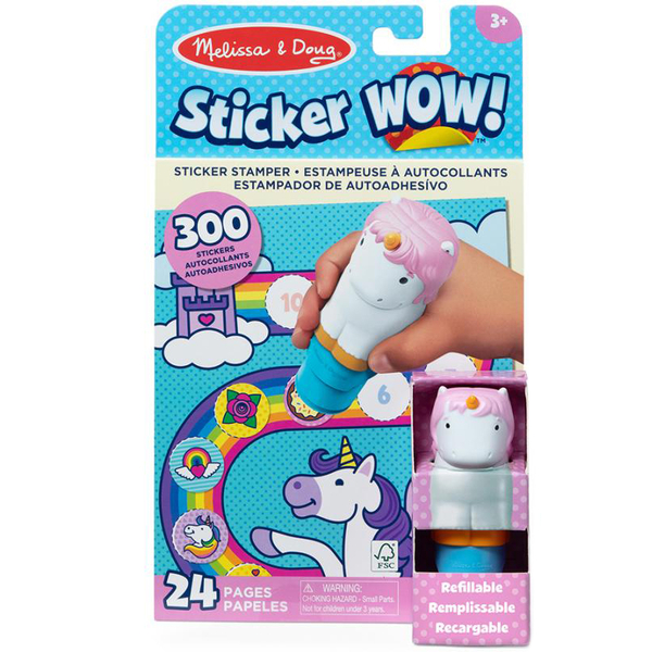 Набор из блокнота и штампа с наклейками Melissa & Doug Sticker WOW! Единорог (SM93205/6074898) - Pampik