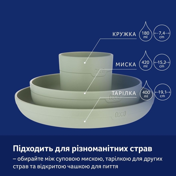 Набір посуду LOVI з чашкою Pistachio (21/533_gre) - Pampik - 8