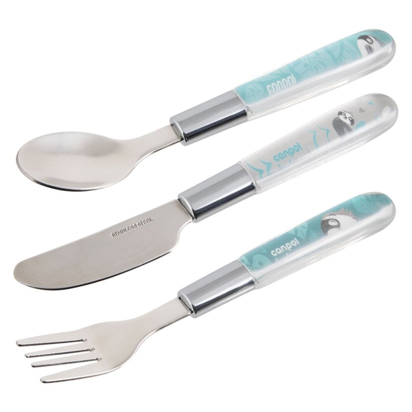 Набір столових приборів Canpol babies Exotic Animals нержавіюча сталь, синій (9/477_blu2) - Pampik - 2