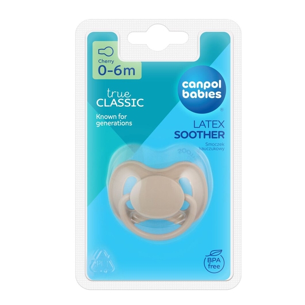 Пустушка латексна Canpol babies Nude кругла, 0-6 місяців, бежевий (23/223_bei) - Pampik - 2