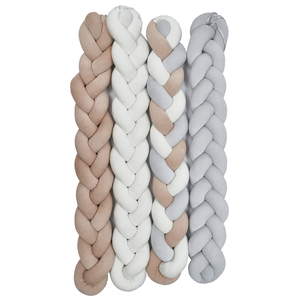 Бампер-косичка Twins 3-х прядна, велюр, 240 см, бежевий (2020-K3-240-02) - Pampik - 6