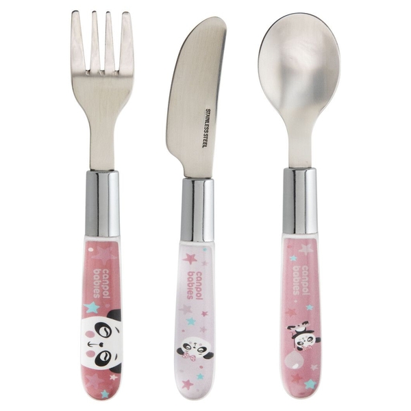 Набір столових приборів Canpol babies Exotic Animals нержавіюча сталь, рожевий (9/477_pin2) - Pampik