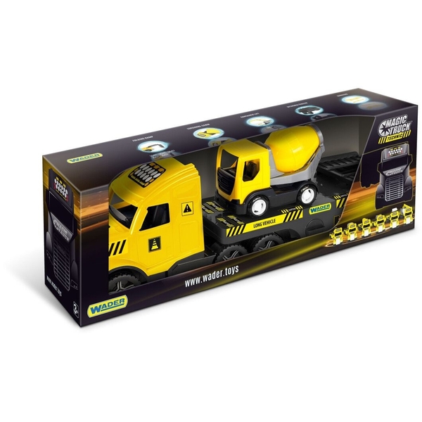 Ігровий набір Wader Magic Truck Technic Евакуатор з бетонозмішувачем, жовтий (36461) - Pampik - 2